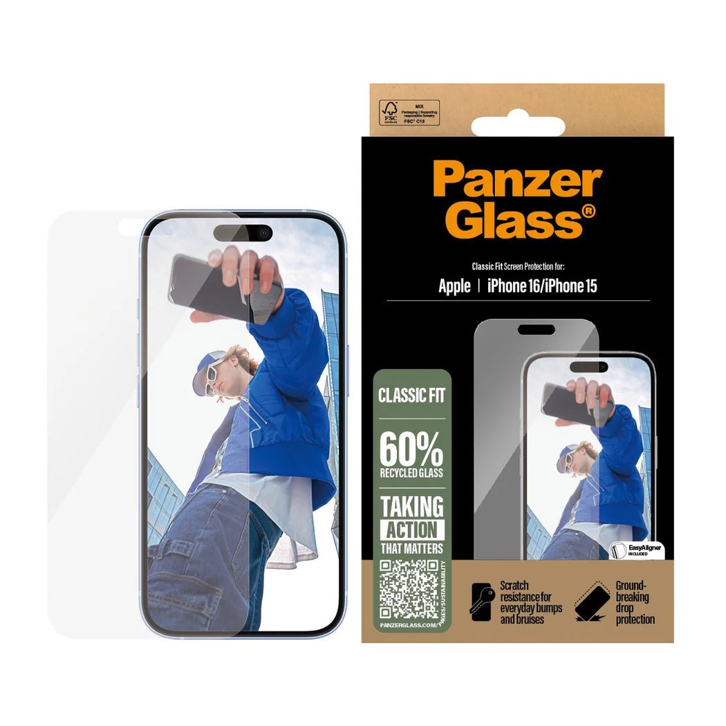 PanzerGlass iPhone 16 Classic Fit Αντιχαρακτικό Γυαλί Οθόνης - Διάφανο