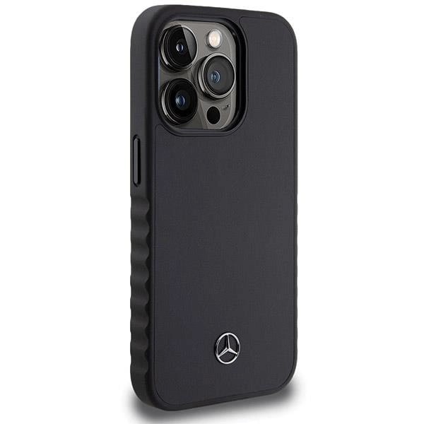 Mercedes iPhone 15 Pro Smooth Leather Σκληρή Θήκη με Επένδυση Δέρματος - Black - Mer008002 - 0