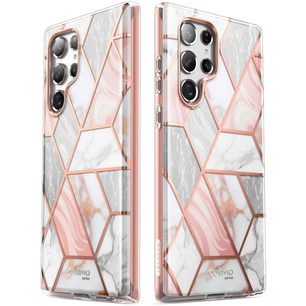 i - Blason Samsung Galaxy S22 Ultra Cosmo Σκληρή Θήκη με Πλαίσιο Σιλικόνης και Προστασία Οθόνης - Marble