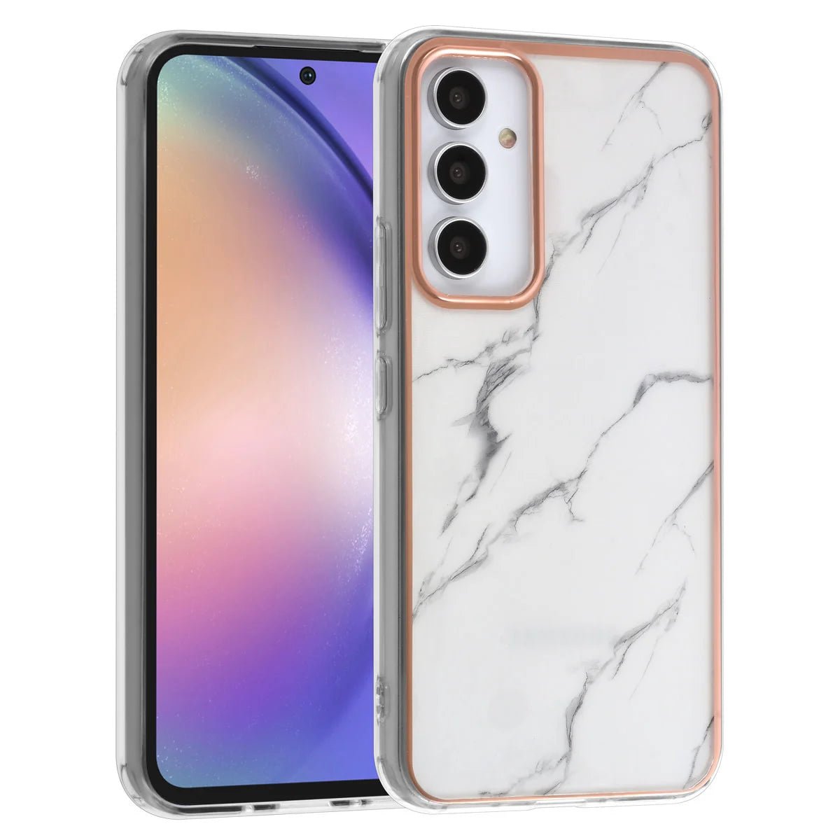 Tuniq Samsung Galaxy A54 5G - Σκληρή Θήκη με Πλαίσιο Σιλικόνης - Σχέδιο Μάρμαρο - Λευκή