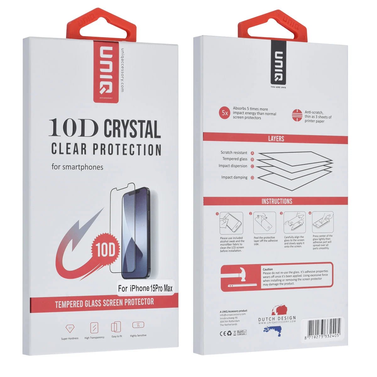 Tuniq iPhone 15 Pro Max - Προστασία Οθόνης - Full Screen 10D Αντιχαρακτικό Γυαλί Tempered Glass - Διάφανο / Μαύρο