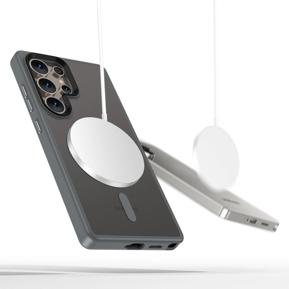 Tech - Protect Samsung Galaxy S25 Ultra MagMat Σκληρή Θήκη με Πλαίσιο Σιλικόνης και MagSafe - Matte Titanium / Ημιδιάφανη