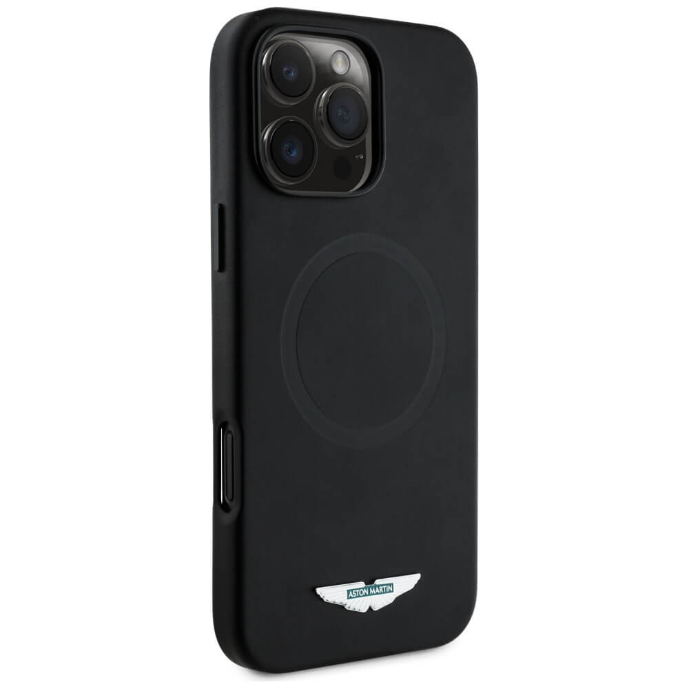 Aston Martin iPhone 16 Pro Max - HC FW Logo - MagSafe Σκληρή Θήκη με Πλαίσιο Σιλικόνης - Black