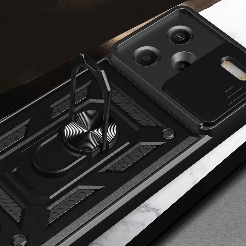 Tech - Protect Xiaomi Redmi Note 13 Pro+ 5G Camshield Pro Σκληρή Θήκη με Πλαίσιο Σιλικόνης και Δαχτυλίδι Συγκράτησης - Black