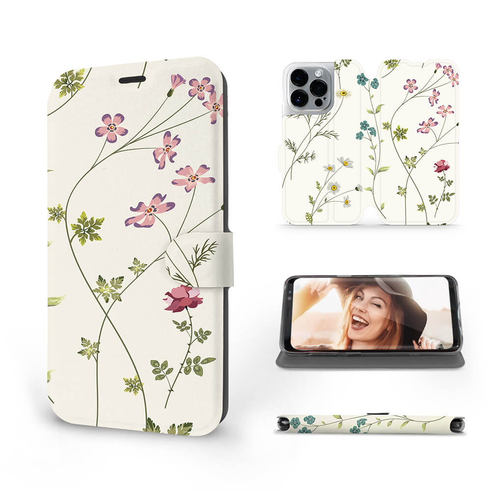 Mobiwear iPhone 14 Pro Θήκη Βιβλίο Slim Flip - Design Field Flowers - MD03S