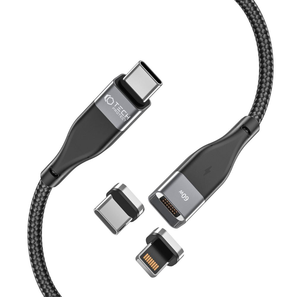 Tech - Protect UltraBoost Magnetic 2in1 PD 60W 3A - Μαγνητικό Καλώδιο Γρήγορης Φόρτισης Type - C to Type - C / Type - C to Lightning 1m - Black