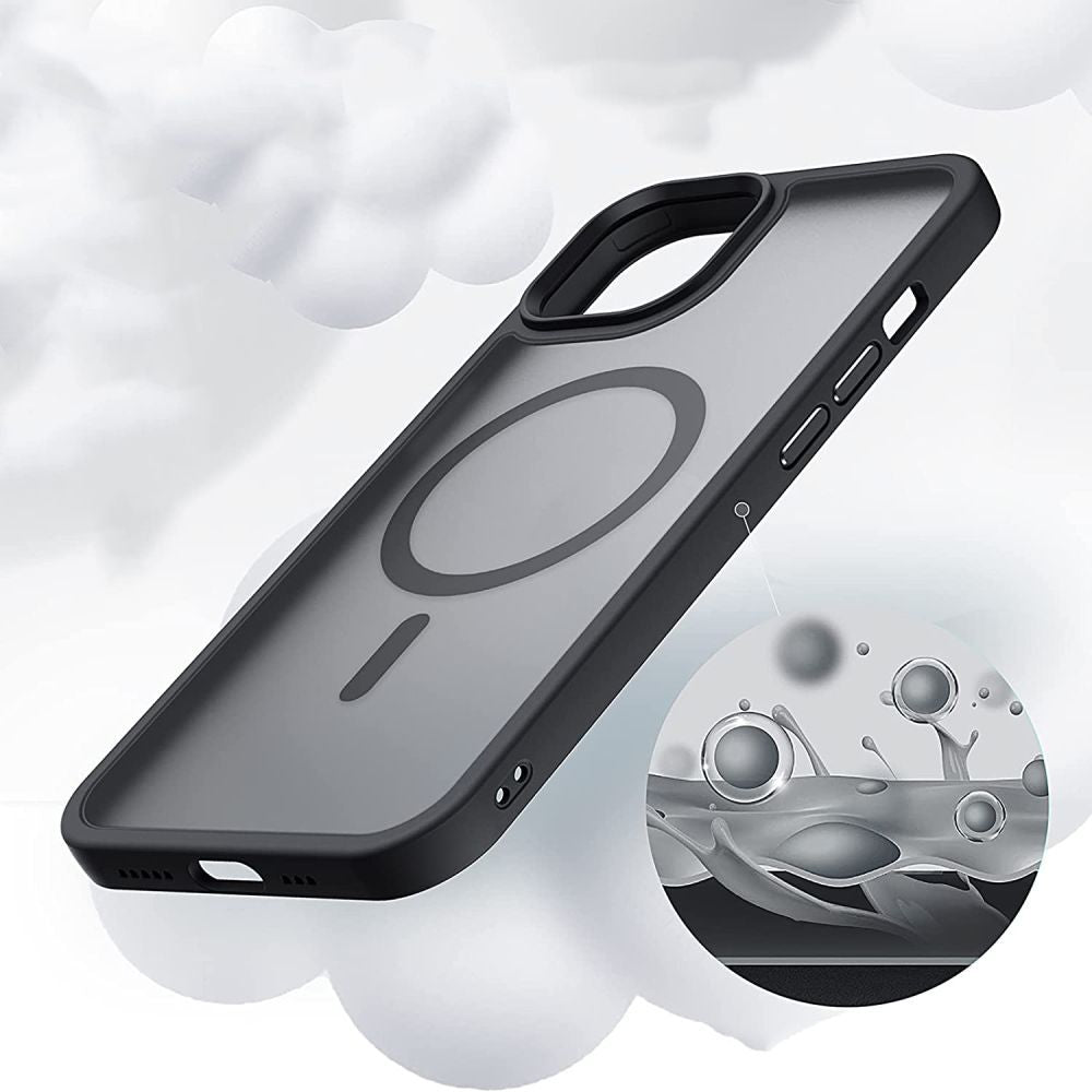 Tech - Protect iPhone 14 Pro MagMat Σκληρή Θήκη με Πλαίσιο Σιλικόνης και MagSafe - Matte Black / Διάφανη