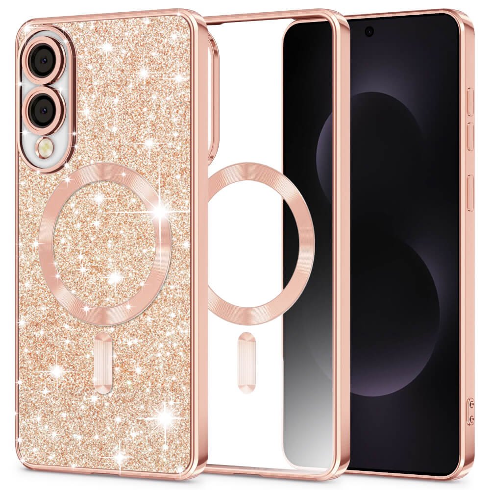 Techsuit Samsung Galaxy S25 Edge - Luxury Glitter MagSafe - Θήκη Σιλικόνης - Rose Gold