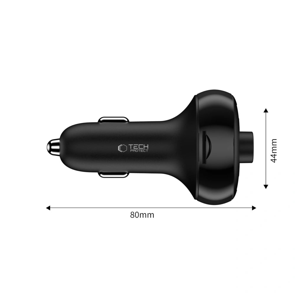 Tech - Protect CC06 FM Transmitter για Αναπαραγωγή Μουσικής / Κλήσεις / Φόρτιση Κινητών στο Αυτοκίνητο PD72W - Black