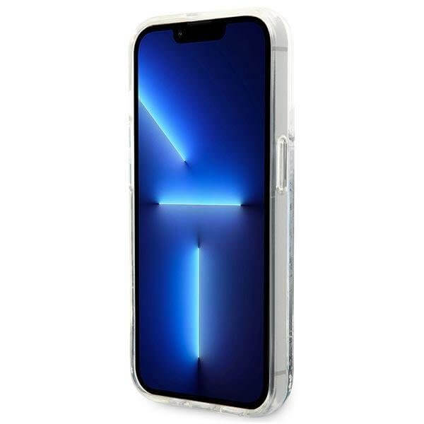 Karl Lagerfeld iPhone 14 Pro Max - Liquid Glitter RSG Σκληρή Θήκη με Πλαίσιο Σιλικόνης - Διάφανη / Silver - KLHCP14XLCRSGRS