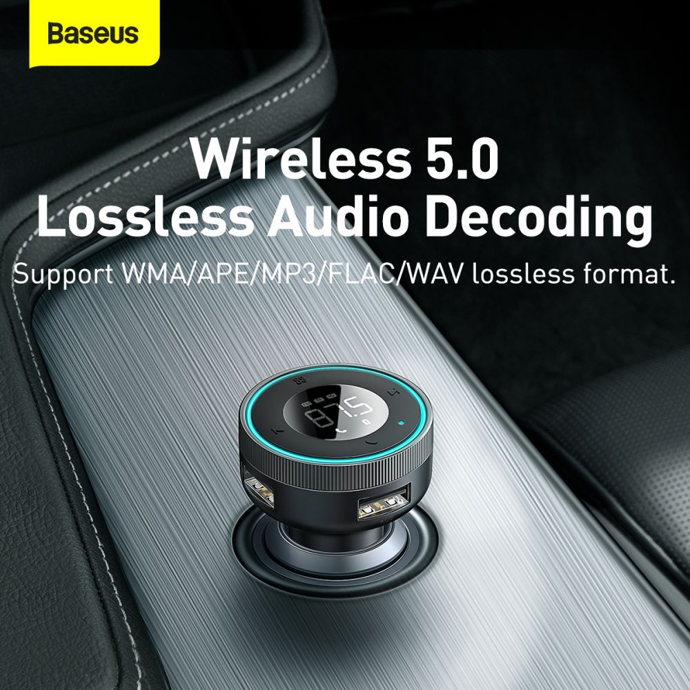 Baseus CCLH - 01 Car Charger and FM Transmitter 2xUSB QC3.0 για Αναπαραγωγή Μουσικής / Φόρτιση Κινητών στο Αυτοκίνητο - Black