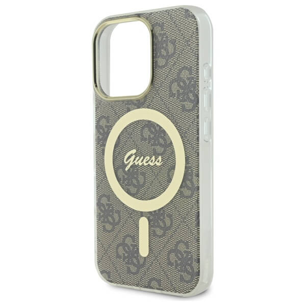 Guess iPhone 16 Pro Max IML 4G MagSafe Σκληρή Θήκη με Πλαίσιο Σιλικόνης και MagSafe - Brown - GUHMP16XH4STW
