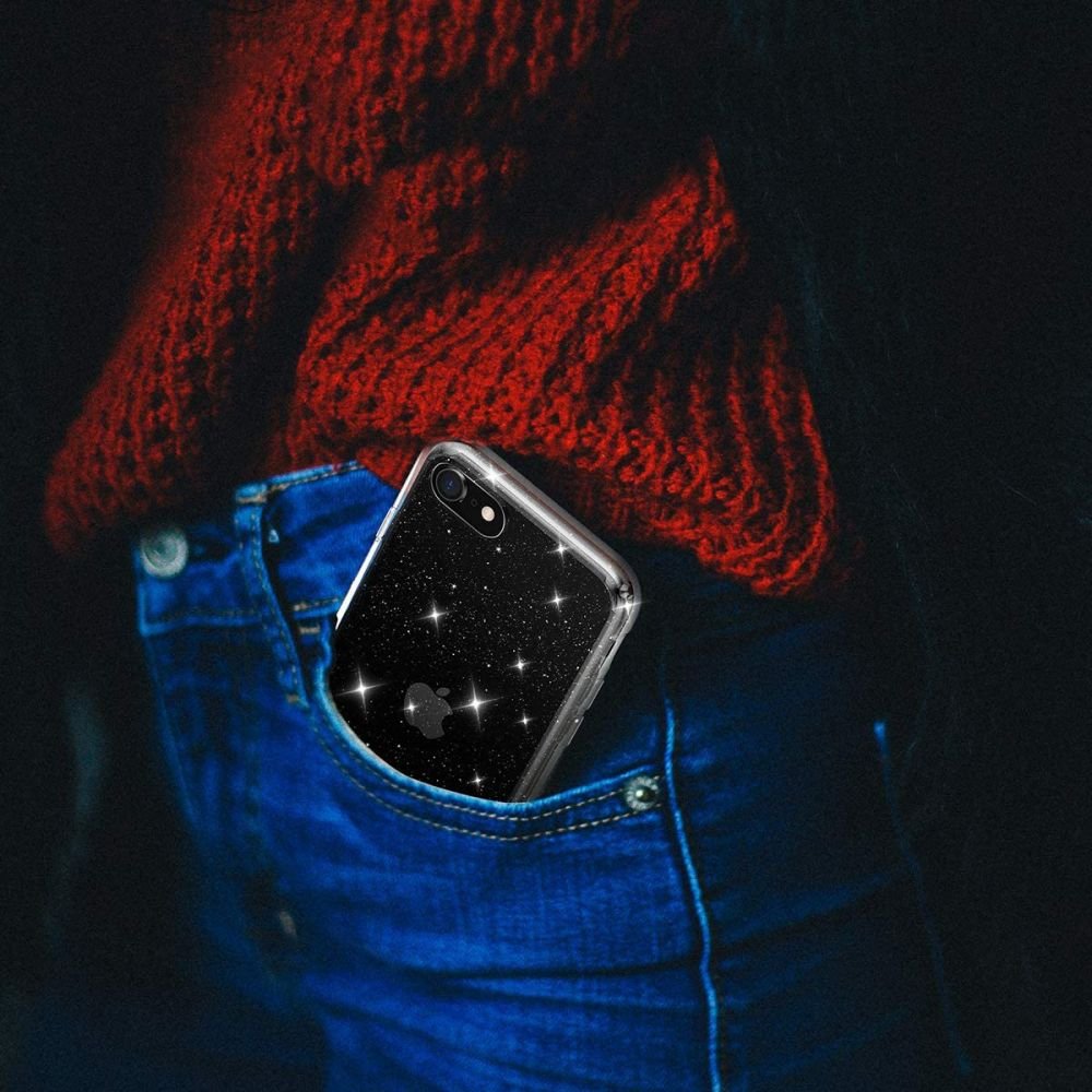 Tech - Protect iPhone SE 2022 / SE 2020 / 7 / 8 Glitter Σκληρή Θήκη με Πλαίσιο Σιλικόνης - Διάφανη