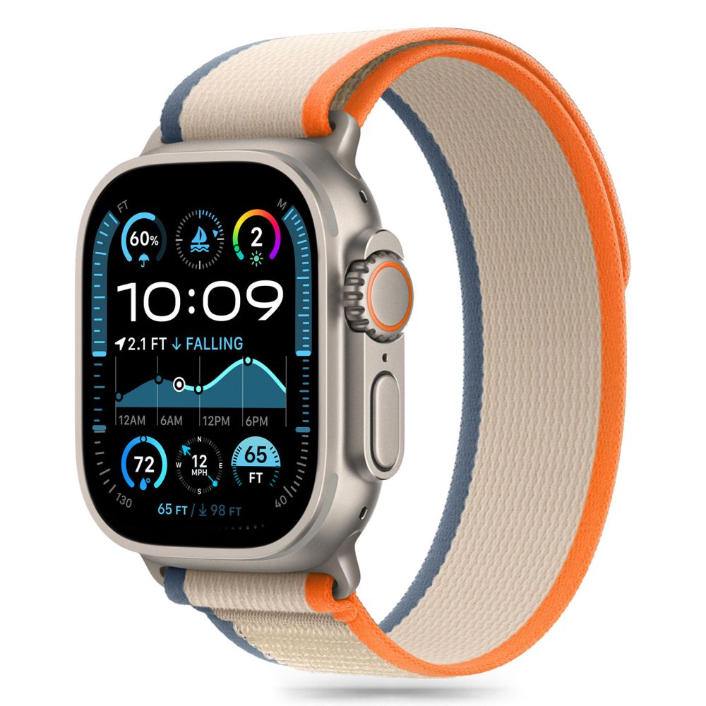 Tech - Protect Λουράκι Apple Watch 4/5/6/7/8/9/10/11 - SE (1/2/3) - ULTRA (1/2/3) - 44/45/46/49mm Nylon Stripe - Cream / Orange
