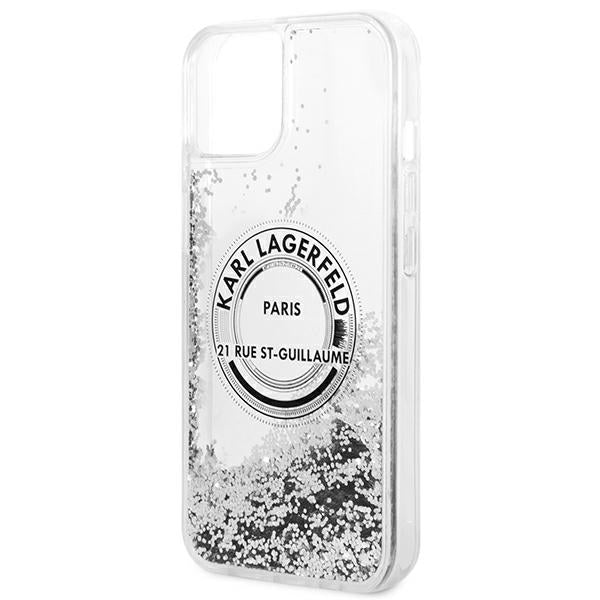 Karl Lagerfeld iPhone 14 - Liquid Glitter RSG Σκληρή Θήκη με Πλαίσιο Σιλικόνης - Διάφανη / Silver - KLHCP14SLCRSGRS