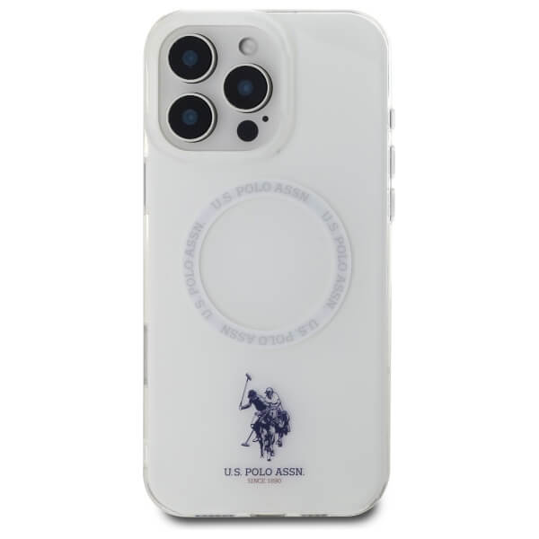 US Polo iPhone 16 Pro Max - IML Ring - MagSafe Σκληρή Θήκη με Πλαίσιο Σιλικόνης - White - USHMP16XHOCLDPW