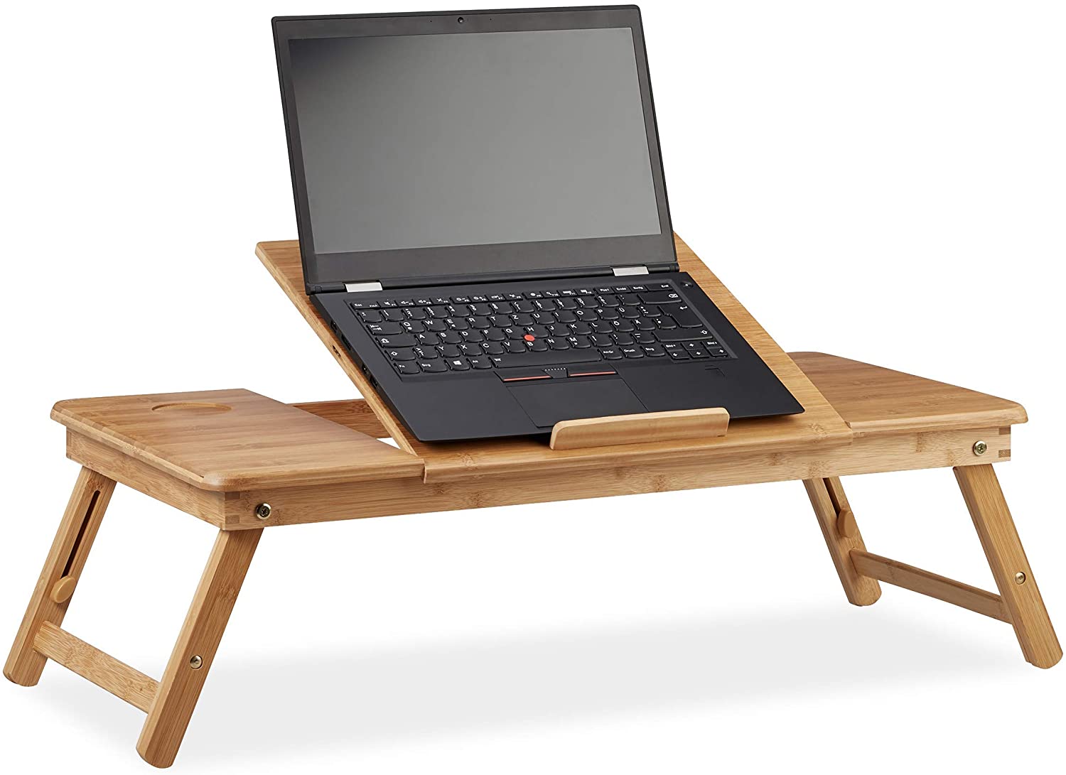 Relaxdays XL Ξύλινη Βάση Στήριξης Laptop με Ρυθμιζόμενο Ύψος και Συρτάρι - Natural - 4052025222185