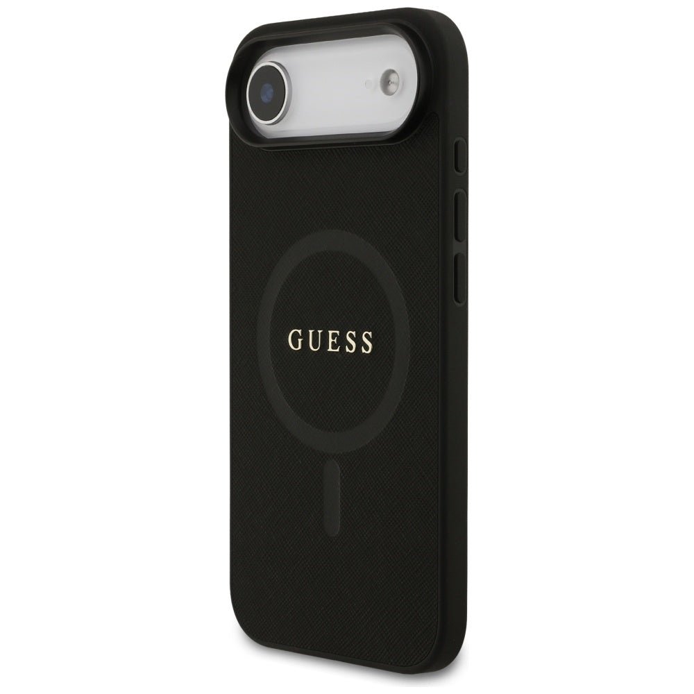 Guess iPhone Air - Saffiano Classic Logo MagSafe - Σκληρή Θήκη με Πλαίσιο Σιλικόνης και Επένδυση Οικολογικού Δέρματος - Black - GUHMP17MPSAHMCK