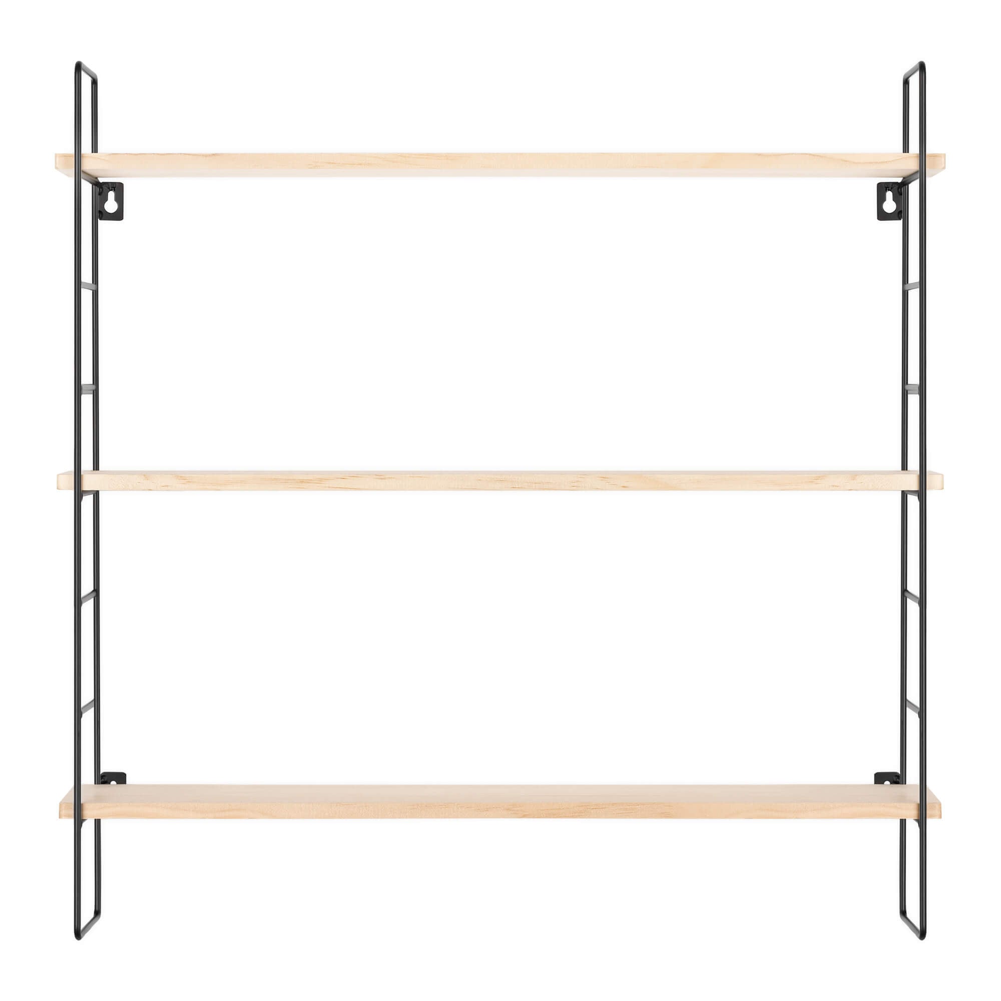 Navaris Ράφι Τοίχου Τριών Επιπέδων - 50 x 50 x 12 cm - Light Brown / Black - 55122.1