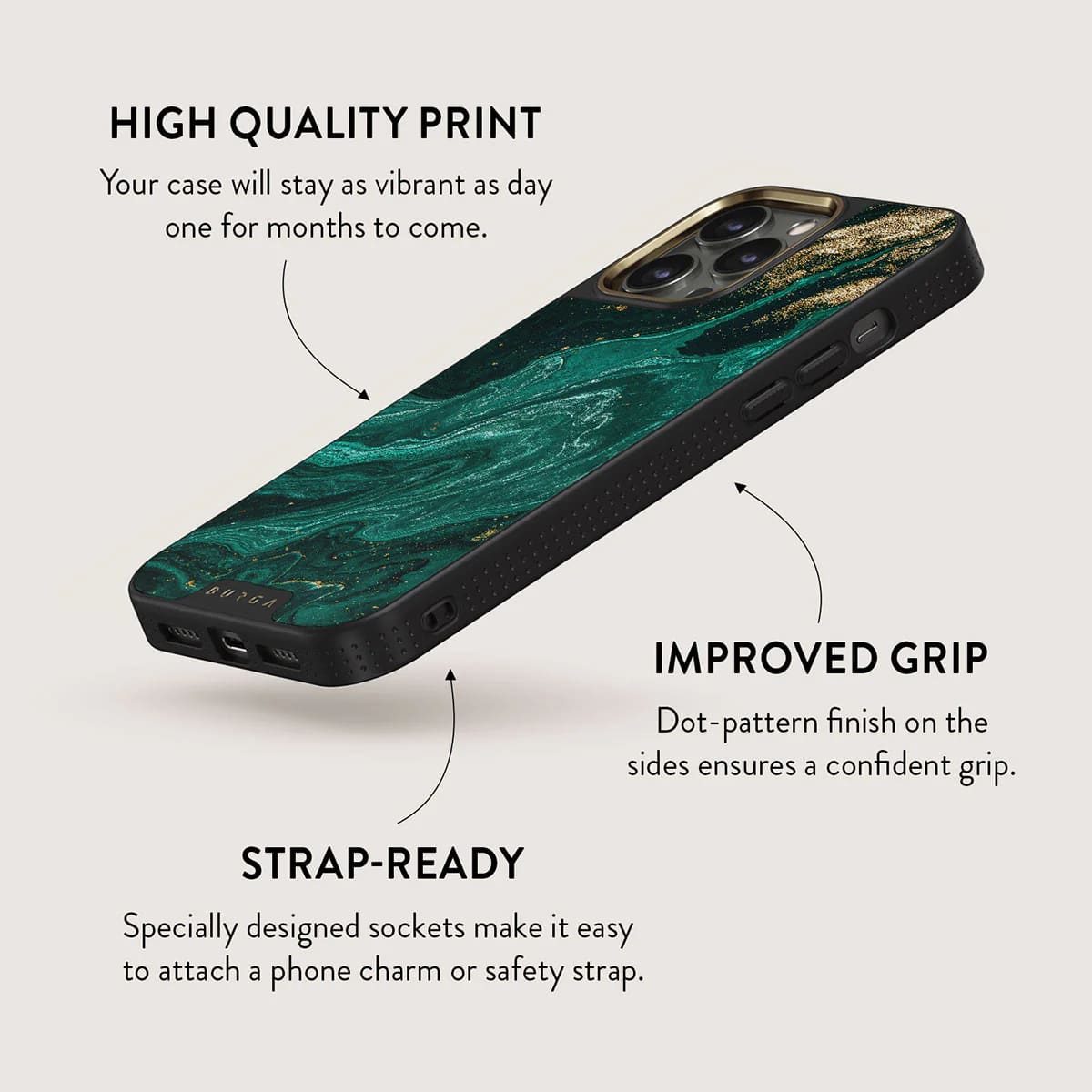 Burga iPhone 15 Pro Elite MagSafe Σκληρή Θήκη με MagSafe - Gold - Emerald Pool