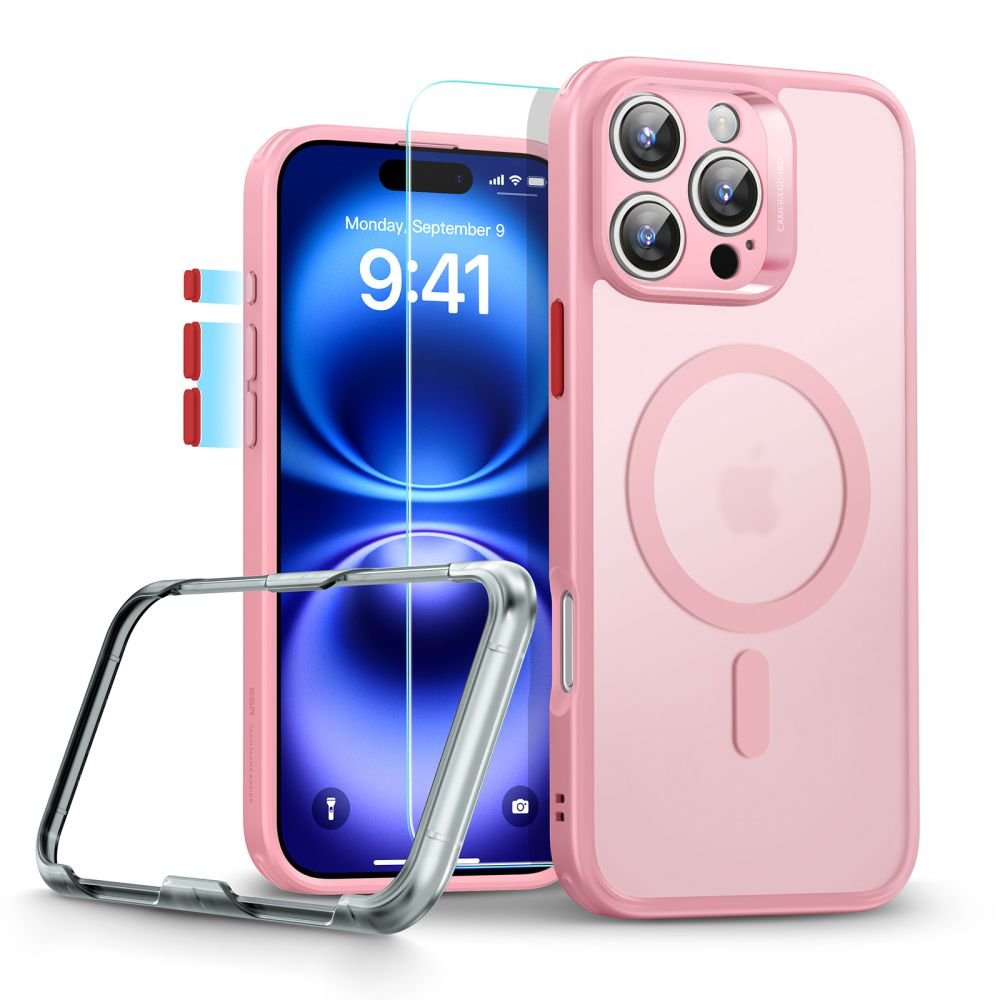 ESR iPhone 16 Pro Max - Classic Pro Halolock - Σετ με 1 Αντιχαρακτικό Γυαλί Οθόνης και Θήκη MagSafe - Frosted Pink