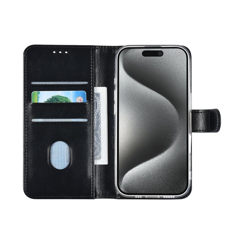 Tuniq iPhone 16 Pro - Θήκη Πορτοφόλι Stand από Δερματίνη - Black