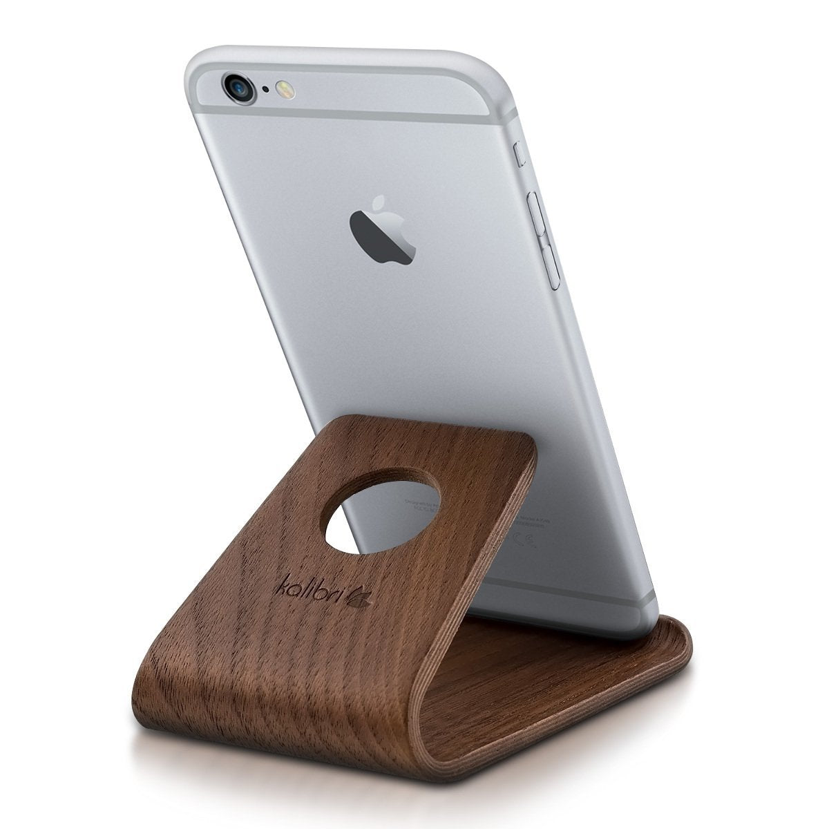 Kalibri Wooden Mobile Stand Βάση Στήριξης Κινητών από Φυσικό Ξύλο - Dark Brown - 34561.18