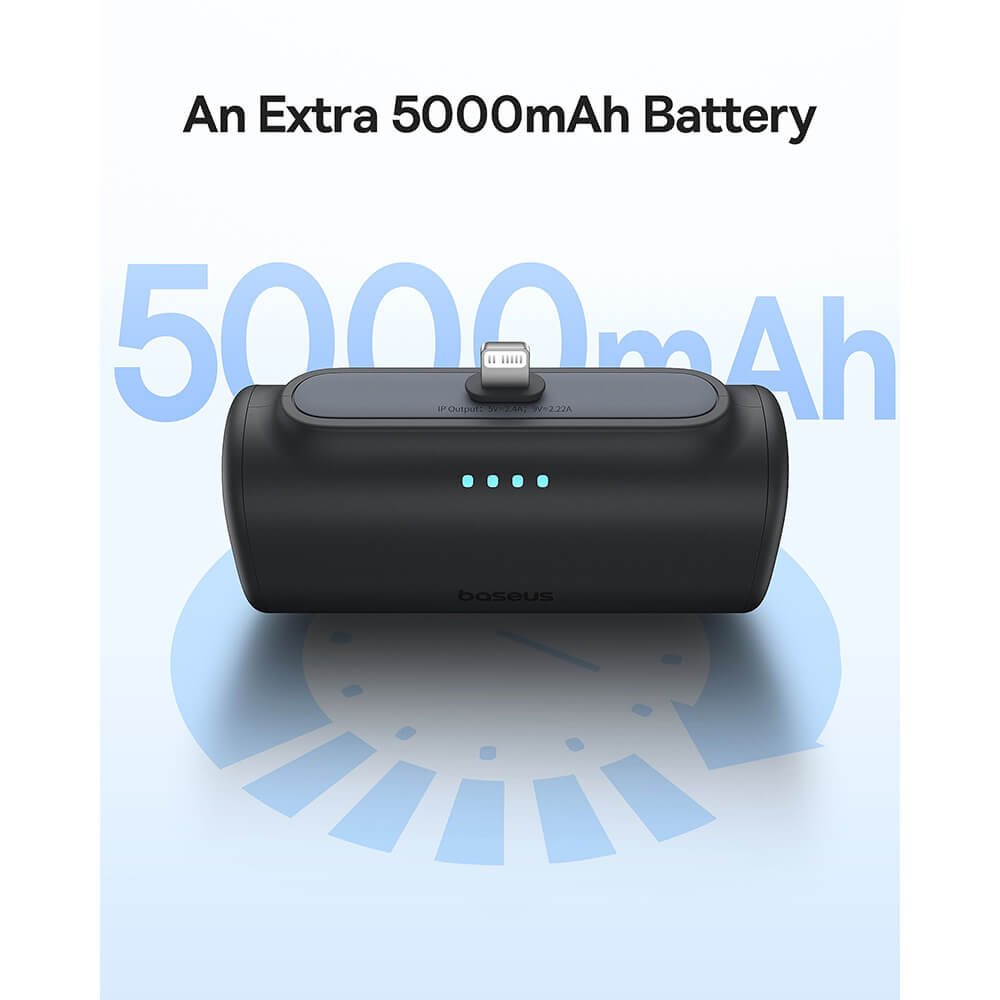 Baseus Compact Series Lightning - PowerBank 5000mAh 20W με Καλώδιο Type - C to Type - C - Black - P10068307113 - 00