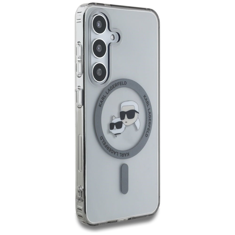 Karl Lagerfeld Samsung Galaxy S25 Plus - Button Karl and Choupette Heads Printed Logo - MagSafe Σκληρή Θήκη με Πλαίσιο Σιλικόνης - Black - KLHMS25MHLSKCK