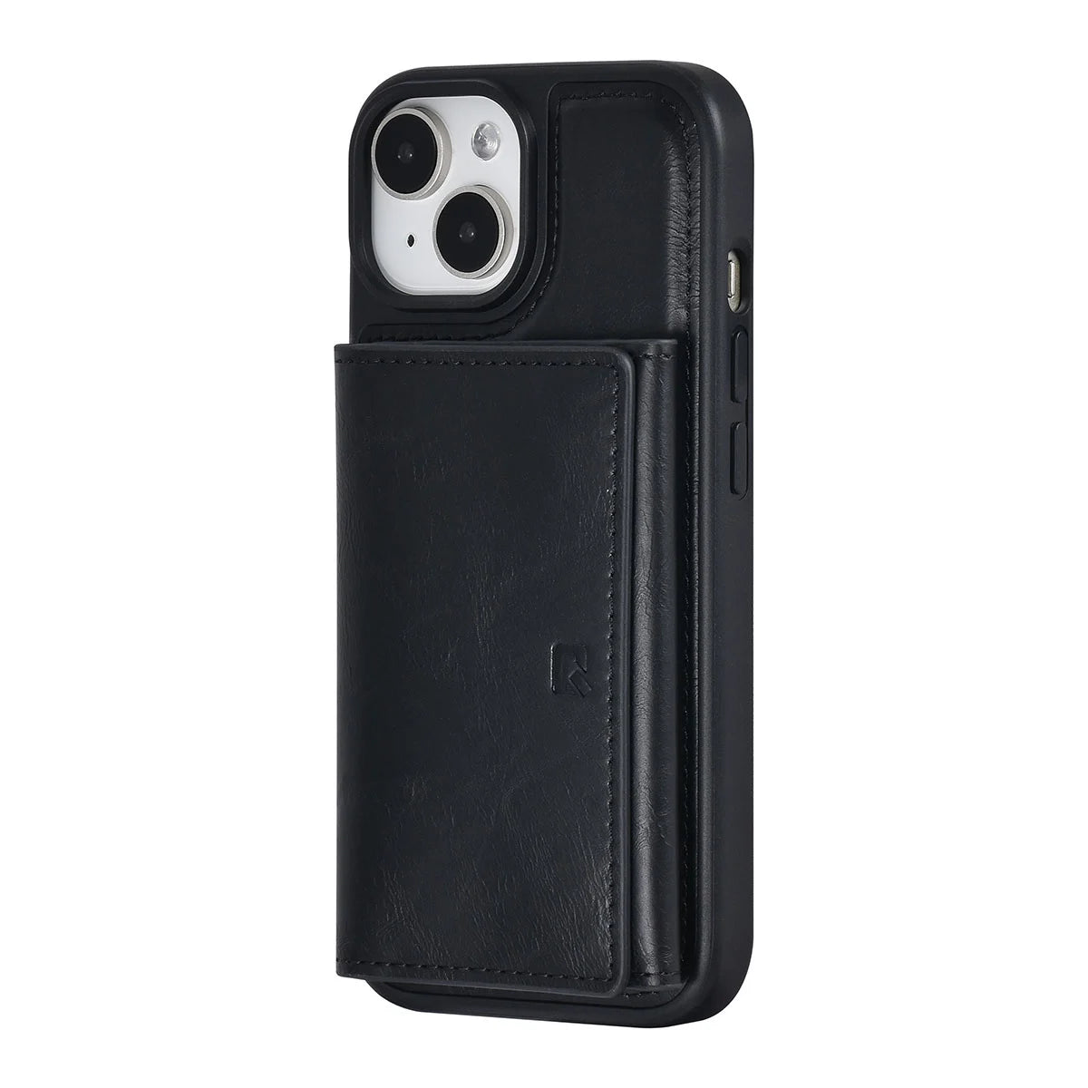 Tuniq iPhone 15 - Σκληρή Θήκη από Δερματίνη με Αφαιρούμενη Θήκη Καρτών - Μαύρη