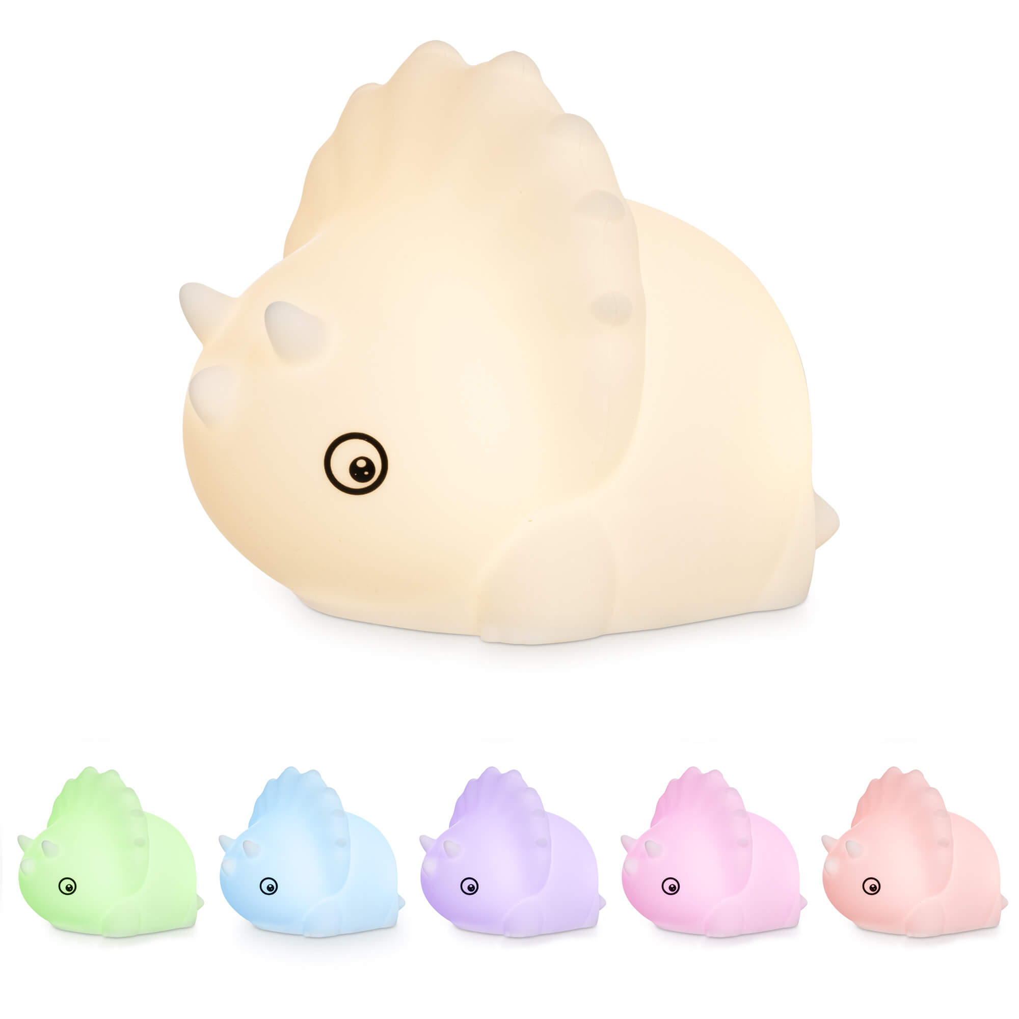 Navaris LED Night Light RGB - Παιδικό Νυχτερινό Φως με Αλλαγή Χρωμάτων - Design Dino Triceratops - White - 55004.02.03