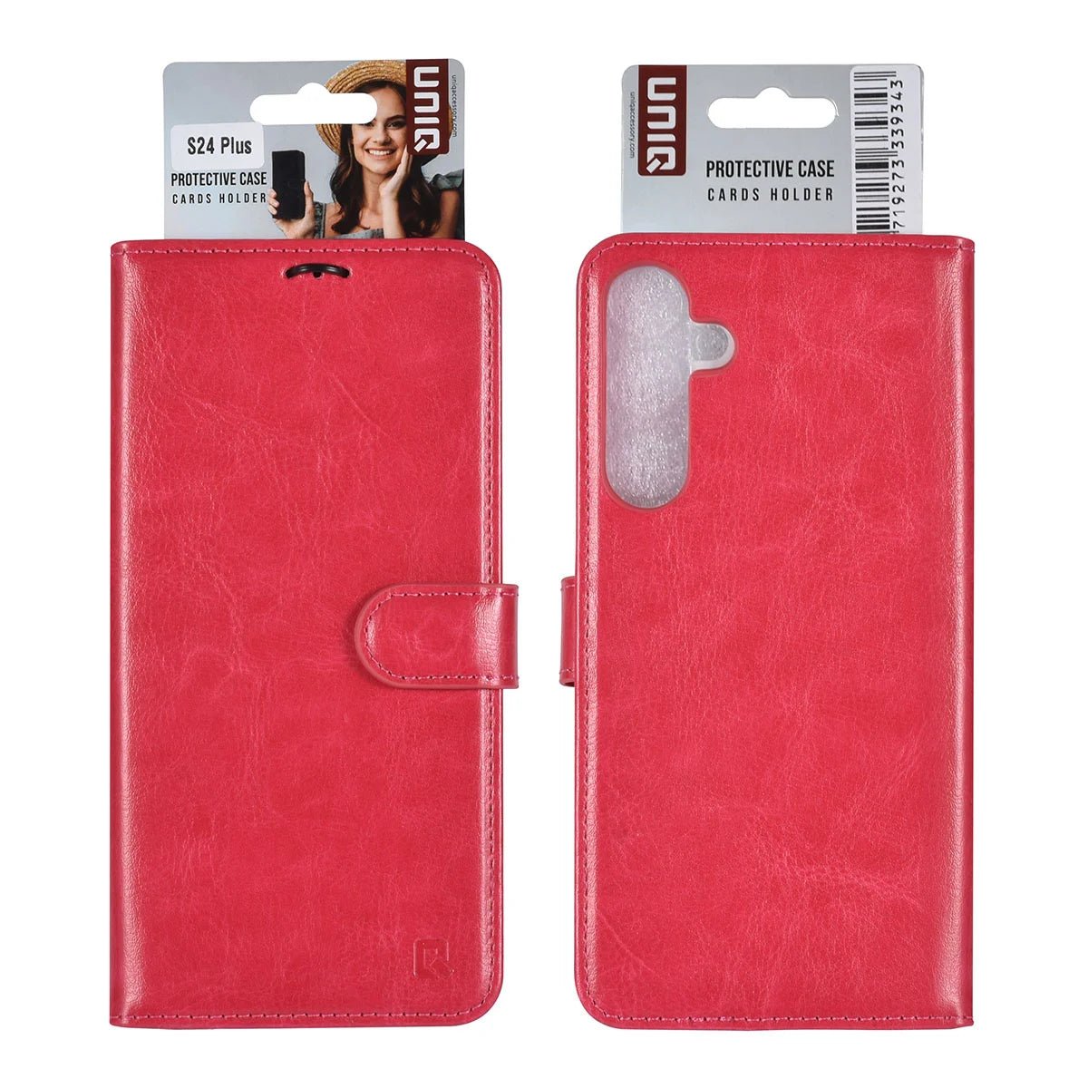 Tuniq Samsung Galaxy S24 Plus - Θήκη Πορτοφόλι Stand από Δερματίνη - Hot Pink