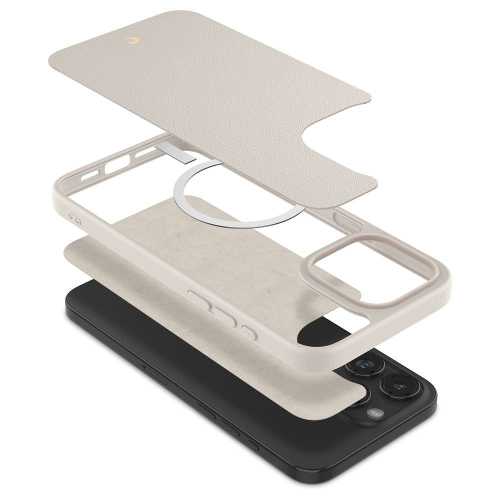 Spigen Cyrill iPhone 15 Pro Kajuk Mag Θήκη με Επένδυση Συνθετικού Δέρματος και MagSafe - Cream