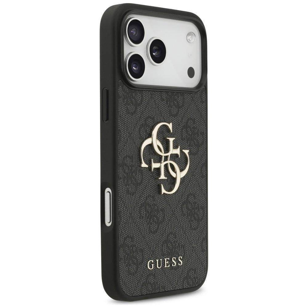 Guess iPhone 17 Pro Max - 4G Big Logo - Σκληρή Θήκη με Πλαίσιο Σιλικόνης και Επένδυση Συνθετικού Δέρματος - Black - GUHCP17X4GMGGR