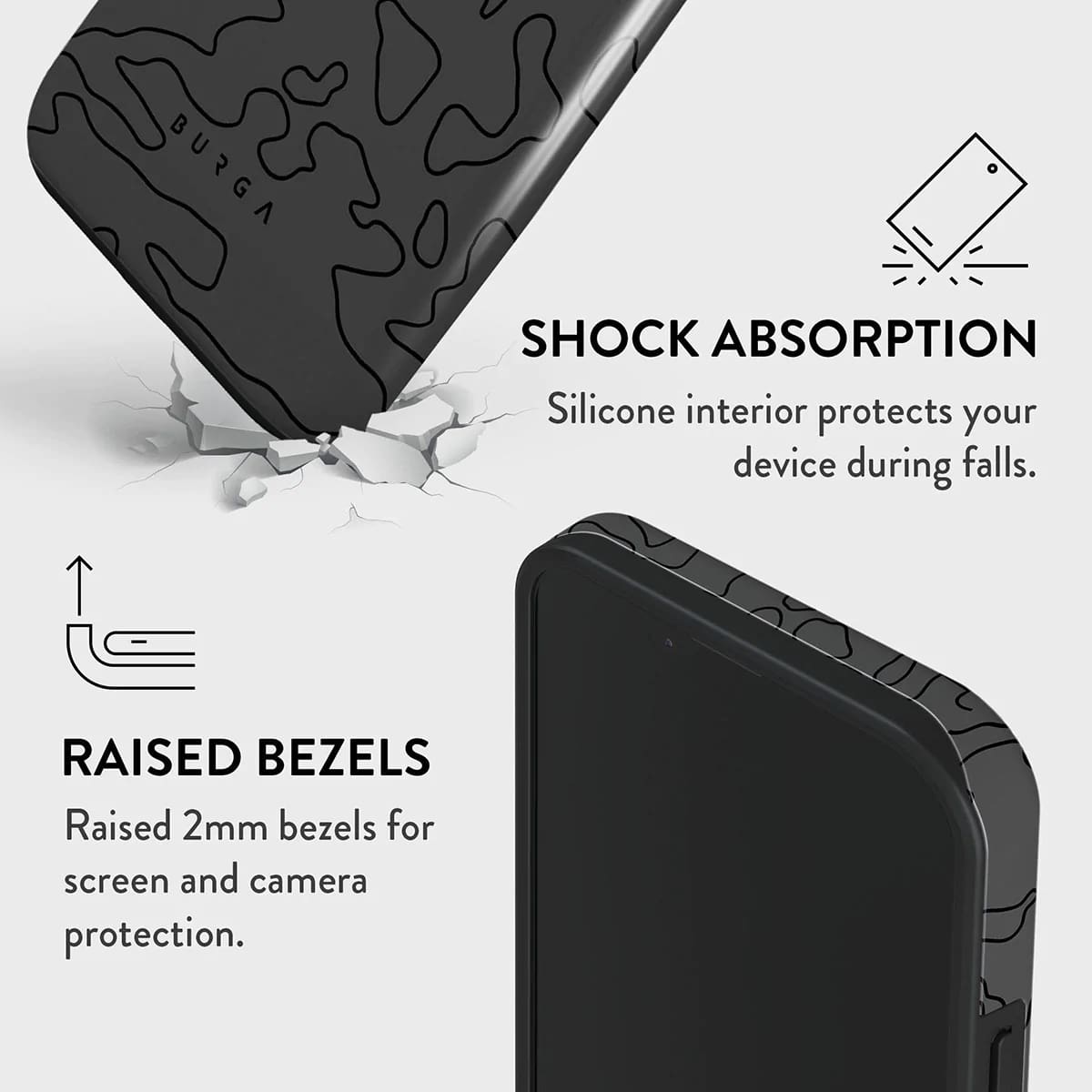 Burga iPhone 14 Fashion Tough Σκληρή Θήκη - Black Rock