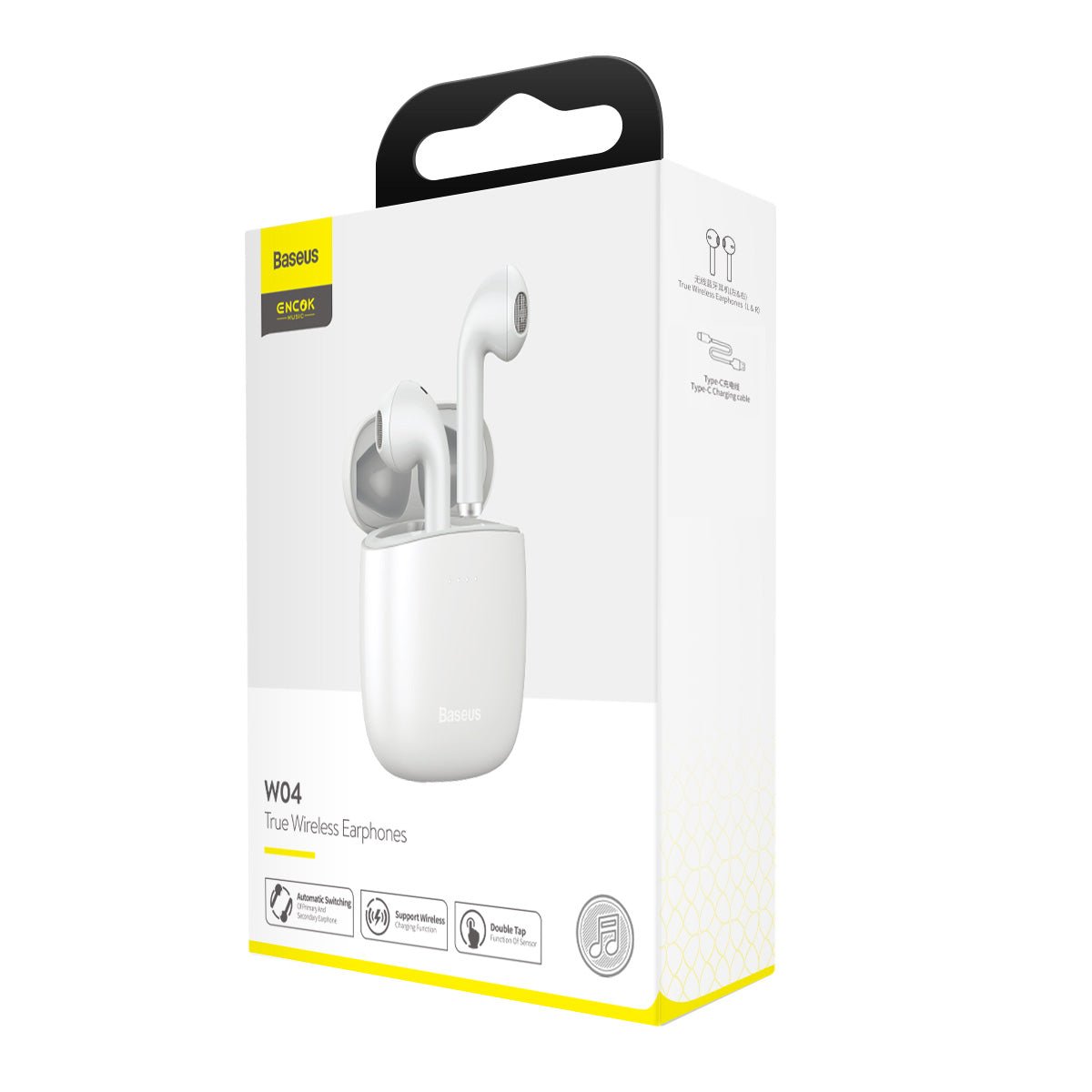 Baseus W04 Wireless Earphones Bluetooth 5.0 - Ασύρματα ακουστικά για Κλήσεις / Μουσική - White - NGW04 - 02