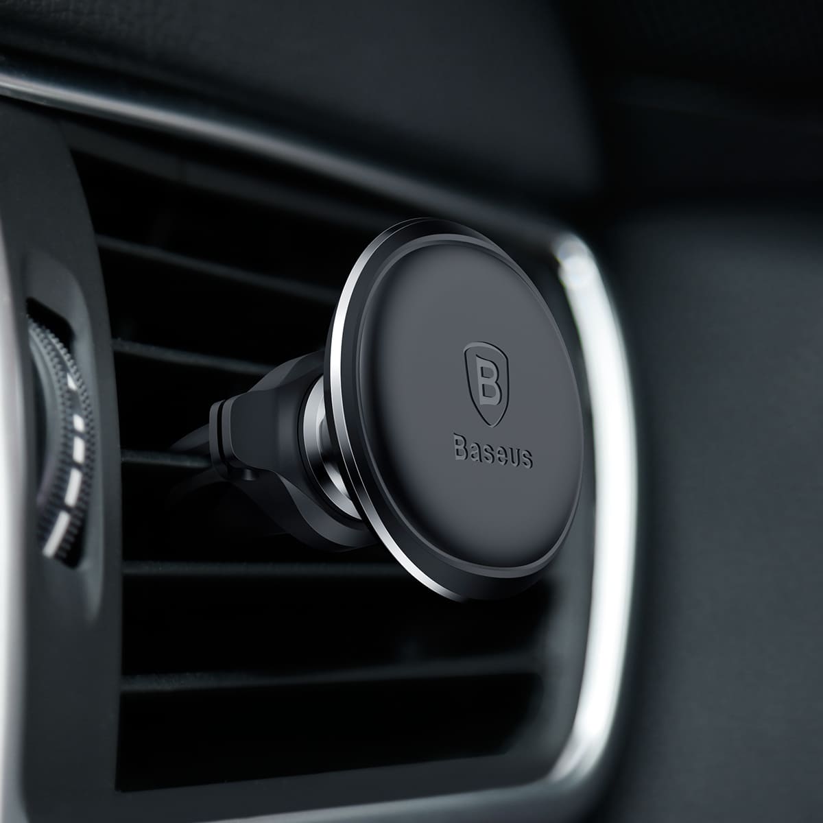 Baseus Magnetic Air Vent Car Mount Holder with Cable Clip - Μαγνητική Βάση Αυτοκινήτου Αεραγωγού με Clip για Καλώδιο - Black - SUGX - A01