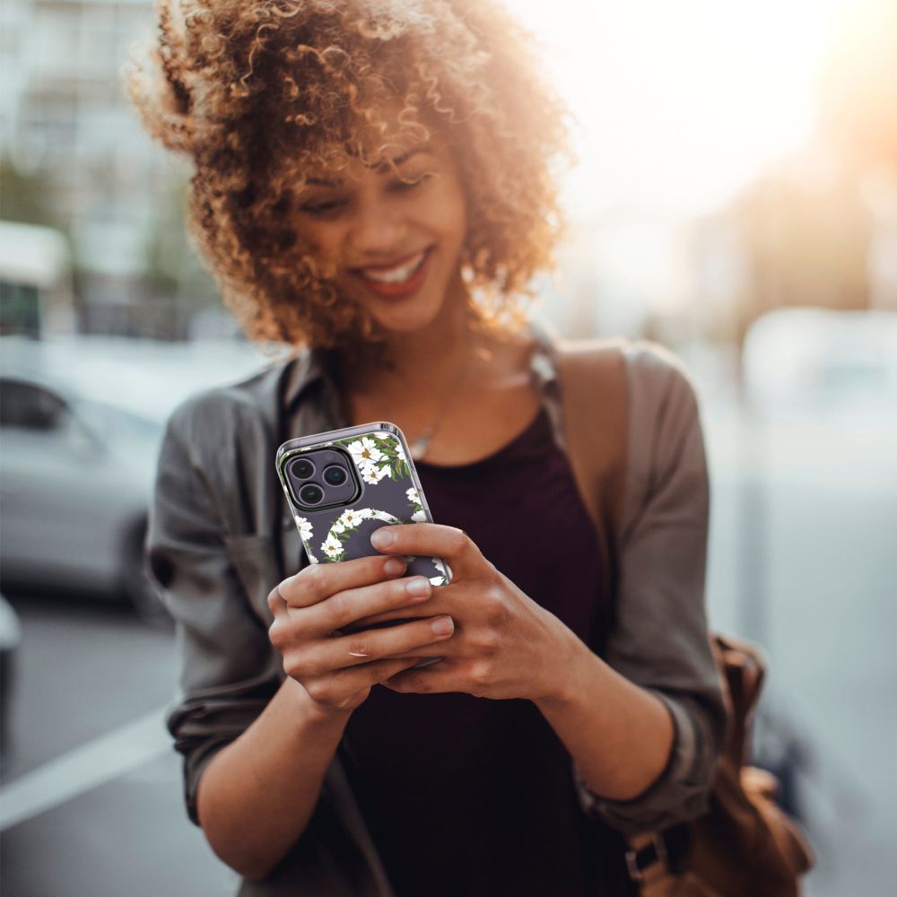 Tech - Protect iPhone 14 Pro MagMood Σκληρή Θήκη με Πλαίσιο Σιλικόνης και MagSafe - White Daisy