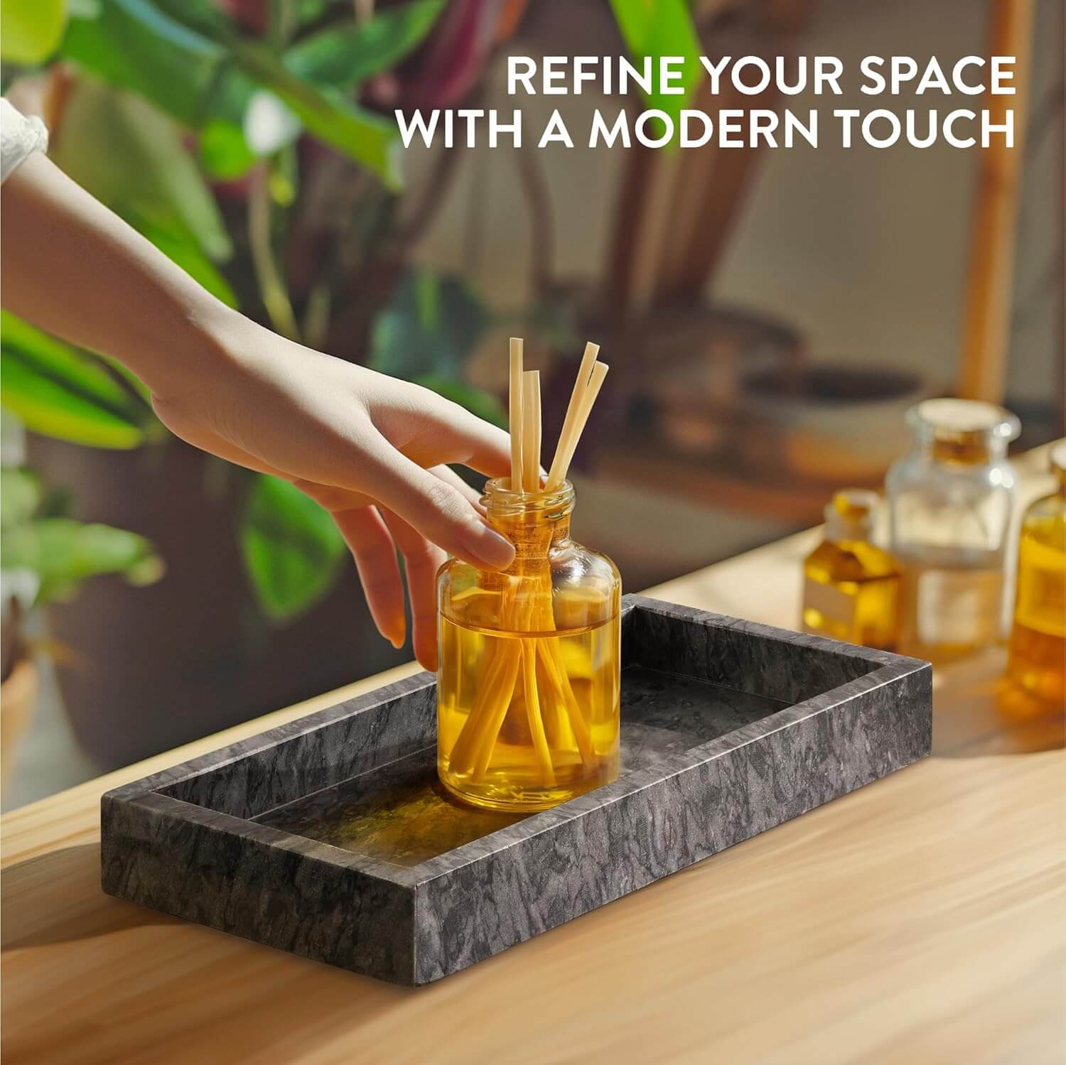 Navaris Διακοσμητικός Ορθογώνιος Δίσκος από Μάρμαρο - 25 x 12 x 3 cm - Black