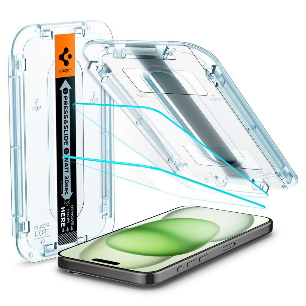 Spigen iPhone 15 Plus Glas.TR EZ Fit 0.2mm 2.5D 9H Tempered Glass Αντιχαρακτικό Γυαλί Οθόνης - 2 Τεμάχια - Clear - AGL06883