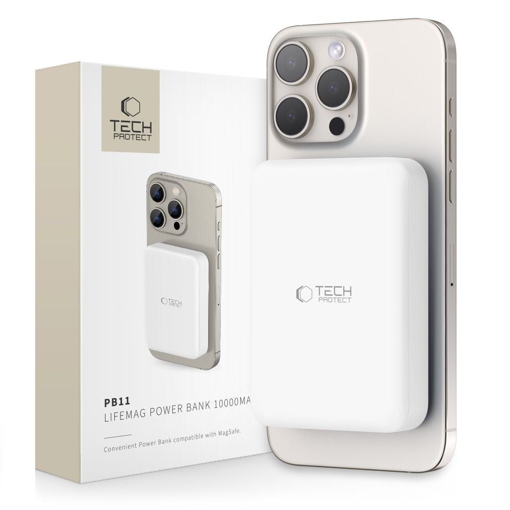 Tech - Protect PB11 Lifemag MagSafe PowerBank Μαγνητικό PowerBank Κινητού 10000 mAh - White