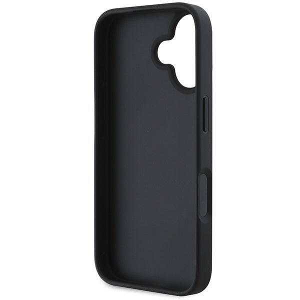 DKNY iPhone 16 - Checkered Pattern and Printed Stripes - Σκληρή Θήκη με Επένδυση Συνθετικού Δέρματος - Black