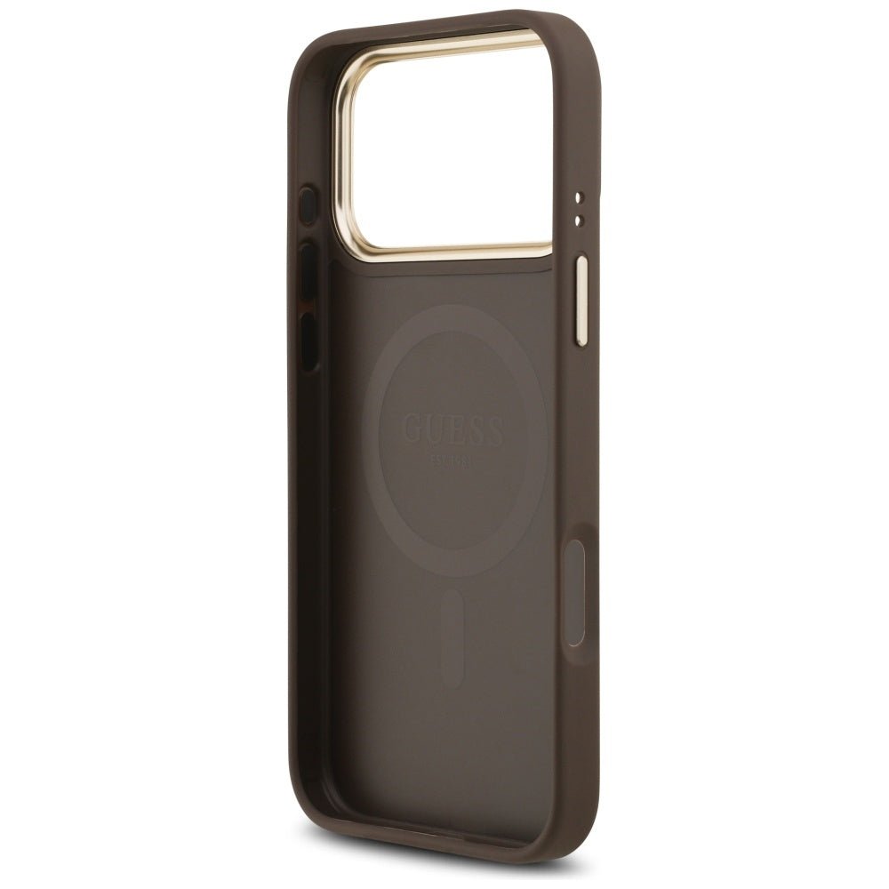Guess iPhone 17 Pro Max - 4G PU Classic Logo MagSafe - Σκληρή Θήκη με Πλαίσιο Σιλικόνης και Επένδυση Οικολογικού Δέρματος - Brown - GUHMP17XP4MSEGCW