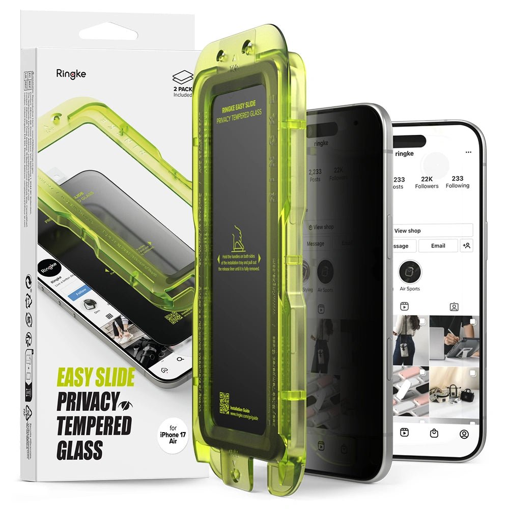 Ringke iPhone Air - Easy Slide - Αντιχαρακτικό Γυαλί Οθόνης - 2 Τεμάχια - Privacy