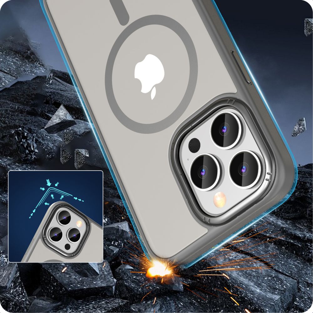 Tech - Protect iPhone 15 Pro MagMat 2 - Σκληρή Θήκη με Πλαίσιο Σιλικόνης και MagSafe - Matte Titanium / Ημιδιάφανη