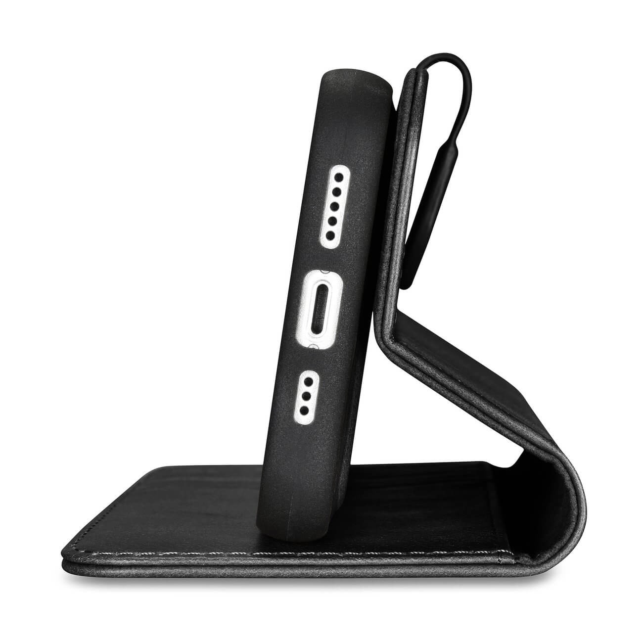 iCarer iPhone 14 Pro Anti - RFID 2in1 Oil Wax Θήκη Πορτοφόλι Stand από Γνήσιο Δέρμα - Black