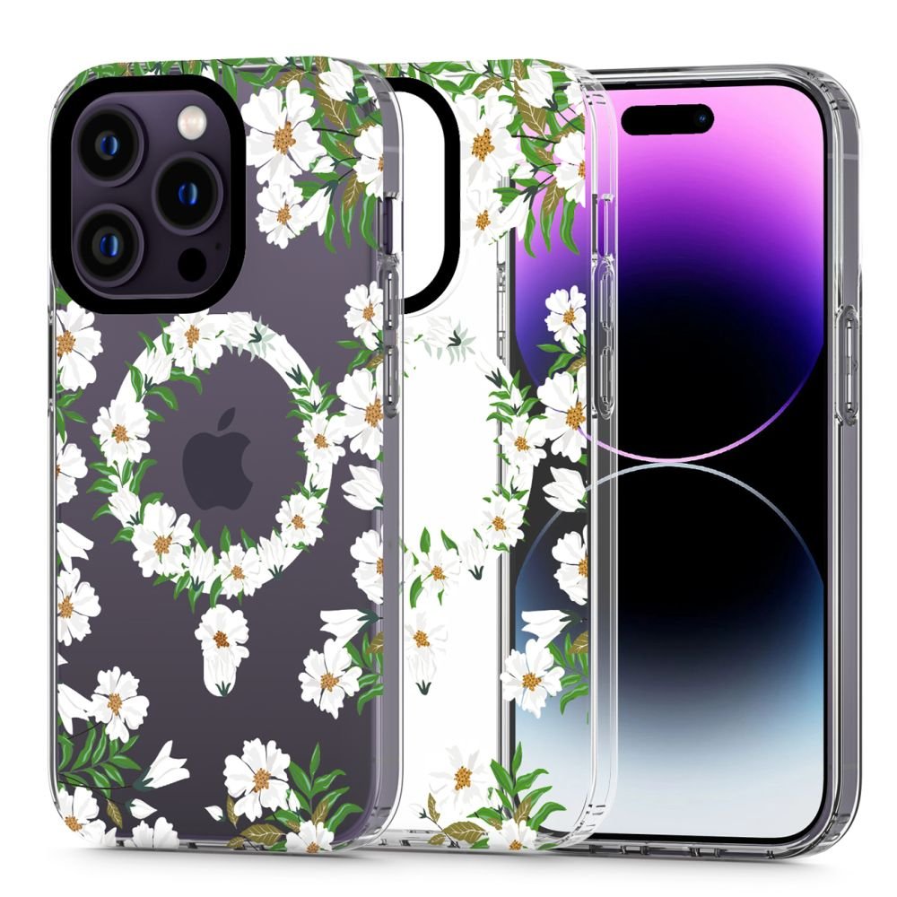 Tech - Protect iPhone 13 Pro Max MagMood Σκληρή Θήκη με Πλαίσιο Σιλικόνης και MagSafe - White Daisy