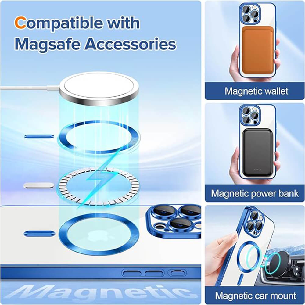 Techsuit iPhone 15 Pro Max - Luxury Crystal MagSafe - Θήκη Σιλικόνης - Deep Blue