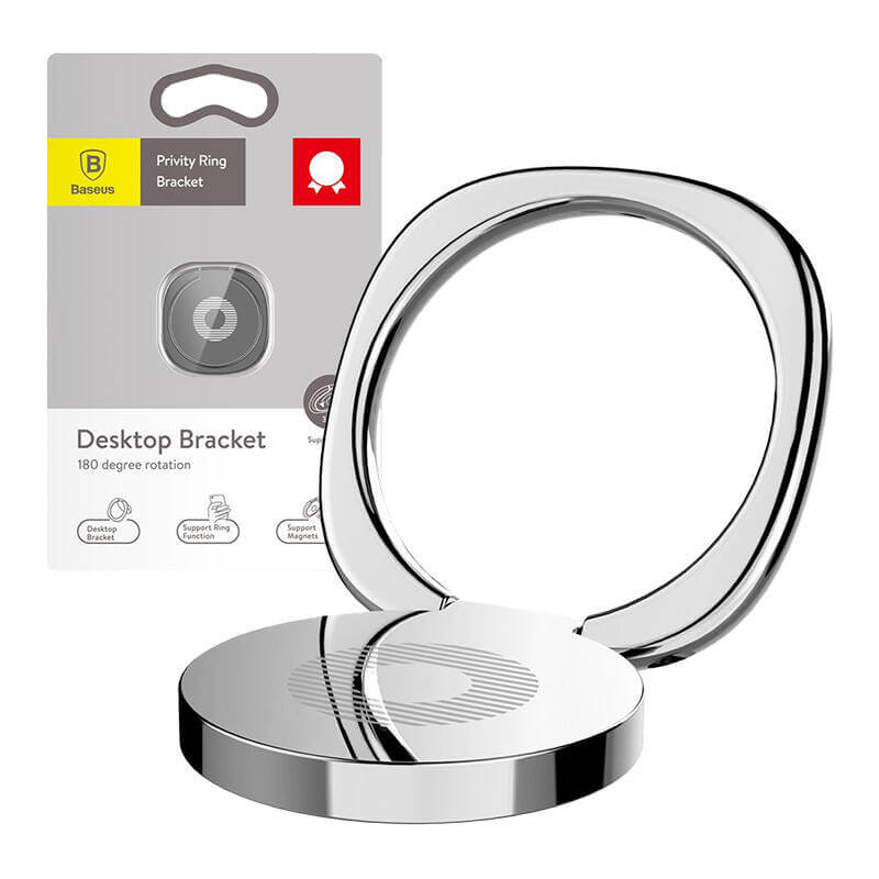 Baseus Privity Ring Holder - Δαχτυλίδι Συγκράτησης Κινητού / Tablet - Βάση Στήριξης - Silver - SUMQ - 0S