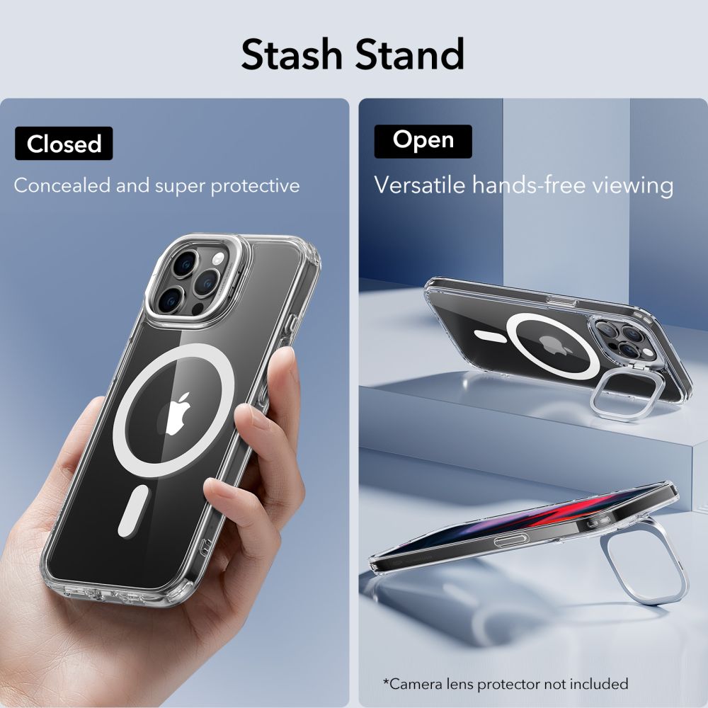 ESR iPhone 15 Pro Max Classic Kickstand Halolock MagSafe Σκληρή Θήκη με Πλαίσιο Σιλικόνης και Stand - Διάφανη